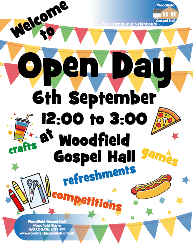 A picture of a leaftlet with an invitation to our open day on 6th September